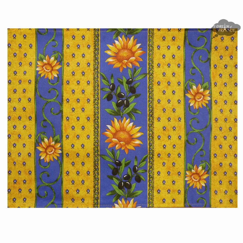 French Provencal placemat - Acrylic coated cotton - Spill - proof - Reversible - Sunflower blue | Le Cluny Placemat La Vie Bien French Provencal placemat - Acrylic coated cotton - Spill - proof - Reversible - Sunflower blue | Le Cluny