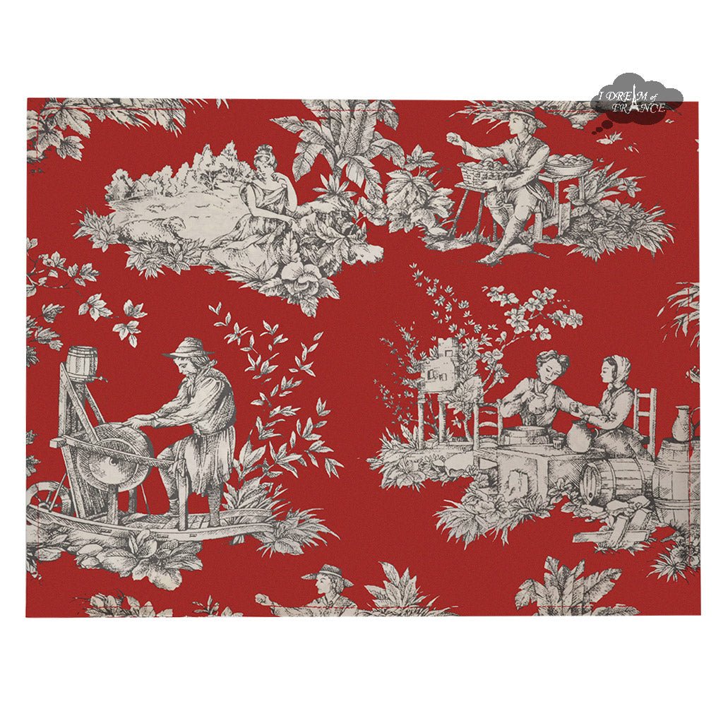 French Provencal placemat - Acrylic coated cotton - Spill-proof - Reversible - Villandry red | Le Cluny Placemat La Vie Bien French Provencal placemat - Acrylic coated cotton - Spill-proof - Reversible - Villandry red | Le Cluny
