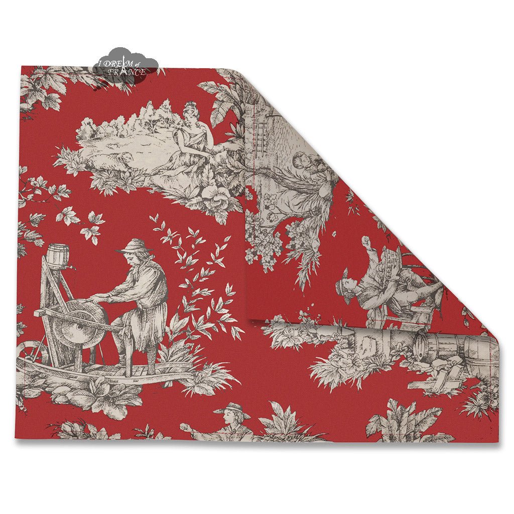 French Provencal placemat - Acrylic coated cotton - Spill-proof - Reversible - Villandry red | Le Cluny Placemat La Vie Bien French Provencal placemat - Acrylic coated cotton - Spill-proof - Reversible - Villandry red | Le Cluny