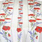 French Provencal tablecloth - Acrylic coated cotton, Spill - proof - 58" round - Poppies ivory | Tissus Toselli Tablecloth La Vie Bien French Provencal tablecloth - Acrylic coated cotton, Spill - proof - 58" round - Poppies ivory | Tissus Toselli