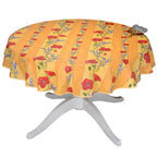French Provencal tablecloth - Acrylic coated cotton, Spill - proof - 58" round - Poppies yellow | Tissus Toselli Tablecloth La Vie Bien French Provencal tablecloth - Acrylic coated cotton, Spill - proof - 58" round - Poppies yellow | Tissus Toselli