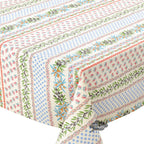 French Provencal tablecloth - Acrylic coated cotton, Spill-proof - 58" square - Fayence blue & cream | Le Cluny Tablecloth La Vie Bien French Provencal tablecloth - Acrylic coated cotton, Spill-proof - 58" square - Fayence blue & cream | Le Cluny