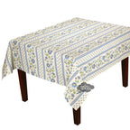 French Provencal tablecloth - Acrylic coated cotton, Spill-proof - 58" square - Fayence blue & cream | Le Cluny Tablecloth La Vie Bien French Provencal tablecloth - Acrylic coated cotton, Spill-proof - 58" square - Fayence blue & cream | Le Cluny