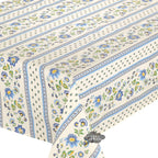French Provencal tablecloth - Acrylic coated cotton, Spill-proof - 58" square - Fayence blue & cream | Le Cluny Tablecloth La Vie Bien French Provencal tablecloth - Acrylic coated cotton, Spill-proof - 58" square - Fayence blue & cream | Le Cluny