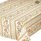 French Provencal tablecloth - Acrylic coated cotton, Spill - proof - 58" square - Fayence red & yellow | Le Cluny Tablecloth La Vie Bien French Provencal tablecloth - Acrylic coated cotton, Spill - proof - 58" square - Fayence red & yellow | Le Cluny