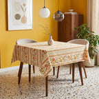 French Provencal tablecloth - Acrylic coated cotton, Spill - proof - 58" square - Fayence red & yellow | Le Cluny Tablecloth La Vie Bien French Provencal tablecloth - Acrylic coated cotton, Spill - proof - 58" square - Fayence red & yellow | Le Cluny