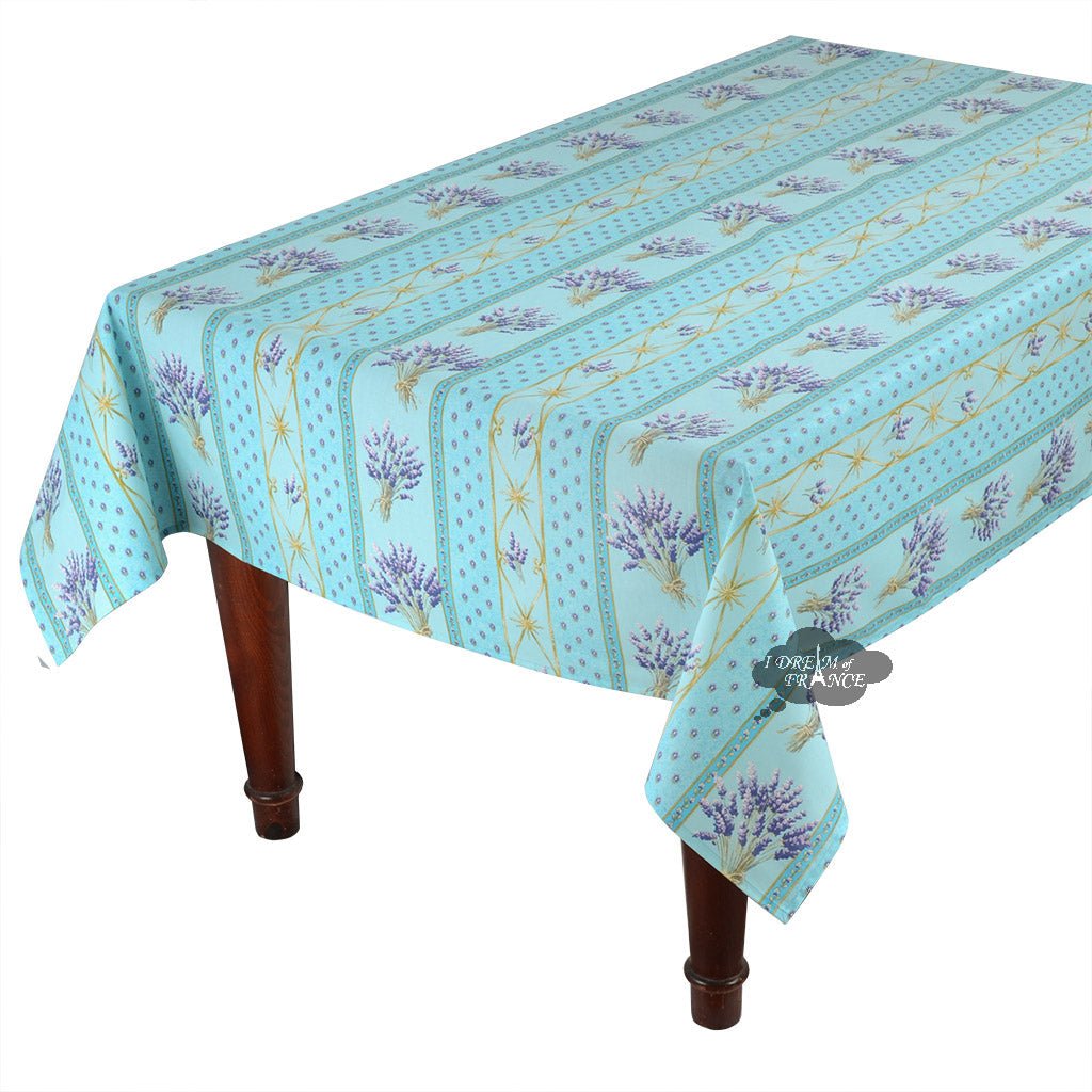French Provencal tablecloth - Acrylic coated cotton, Spill - proof - 58" square - Lavender blue | Le Cluny Tablecloth La Vie Bien French Provencal tablecloth - Acrylic coated cotton, Spill - proof - 58" square - Lavender blue | Le Cluny