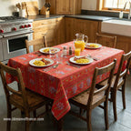 French Provencal tablecloth - Acrylic coated cotton, Spill - proof - 58" square - Lavender red | Le Cluny Tablecloth La Vie Bien French Provencal tablecloth - Acrylic coated cotton, Spill - proof - 58" square - Lavender red | Le Cluny