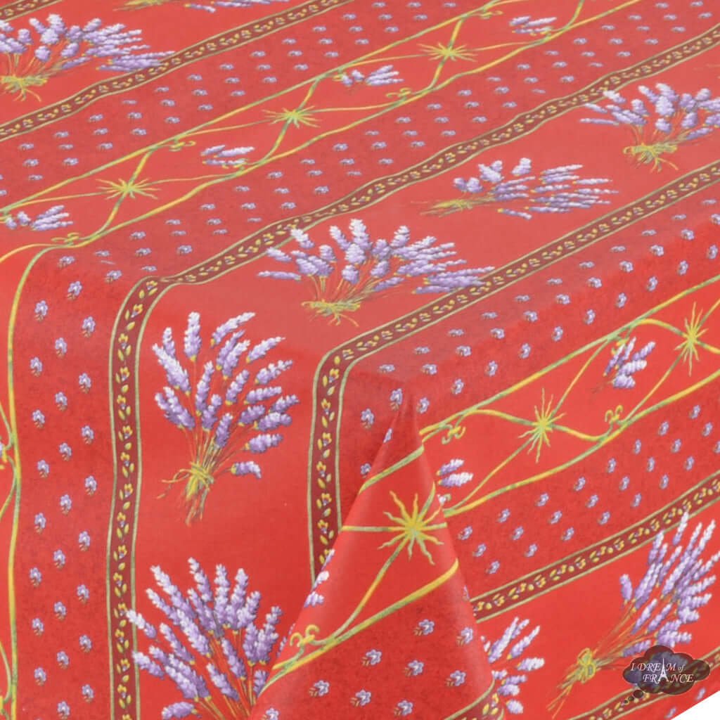French Provencal tablecloth - Acrylic coated cotton, Spill - proof - 58" square - Lavender red | Le Cluny Tablecloth La Vie Bien French Provencal tablecloth - Acrylic coated cotton, Spill - proof - 58" square - Lavender red | Le Cluny
