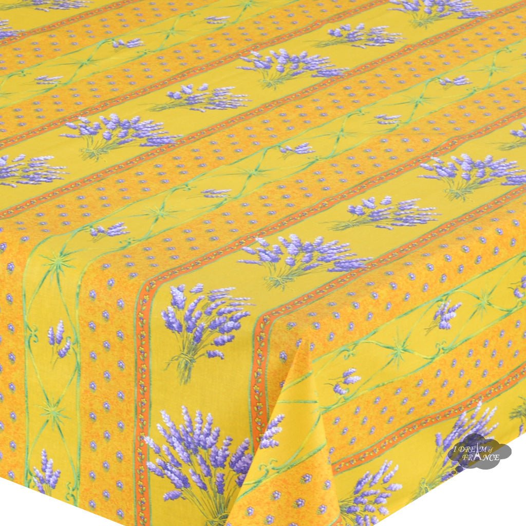 French Provencal tablecloth - Acrylic coated cotton, Spill - proof - 58" square - Lavender yellow | Le Cluny Tablecloth La Vie Bien French Provencal tablecloth - Acrylic coated cotton, Spill - proof - 58" square - Lavender yellow | Le Cluny