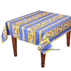 French Provencal tablecloth - Acrylic coated cotton, Spill - proof - 58" square - Lemons blue | Tissus Toselli Tablecloth La Vie Bien French Provencal tablecloth - Acrylic coated cotton, Spill - proof - 58" square - Lemons blue | Tissus Toselli