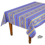 French Provencal tablecloth - Acrylic coated cotton, Spill - proof - 58" square - Lisa blue | Le Cluny Tablecloth La Vie Bien French Provencal tablecloth - Acrylic coated cotton, Spill - proof - 58" square - Lisa blue | Le Cluny