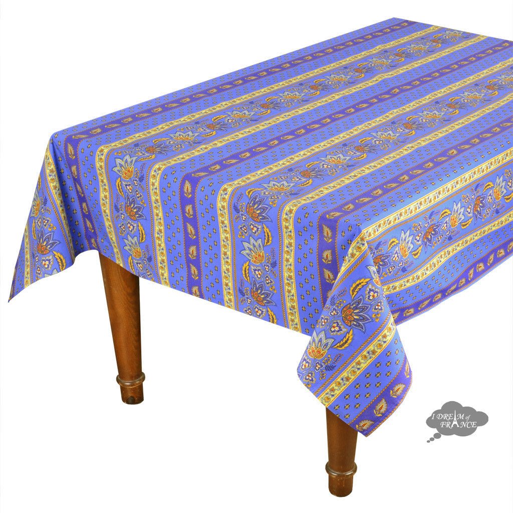 French Provencal tablecloth - Acrylic coated cotton, Spill - proof - 58" square - Lisa blue | Le Cluny Tablecloth La Vie Bien French Provencal tablecloth - Acrylic coated cotton, Spill - proof - 58" square - Lisa blue | Le Cluny