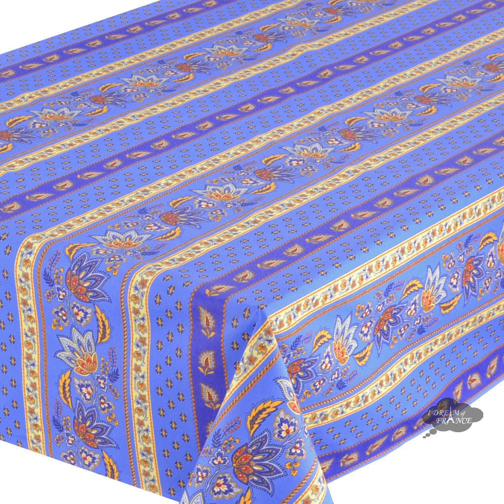 French Provencal tablecloth - Acrylic coated cotton, Spill - proof - 58" square - Lisa blue | Le Cluny Tablecloth La Vie Bien French Provencal tablecloth - Acrylic coated cotton, Spill - proof - 58" square - Lisa blue | Le Cluny