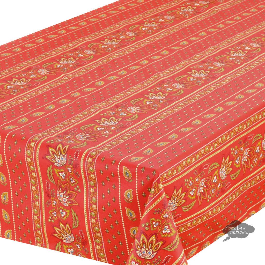 French Provencal tablecloth - Acrylic coated cotton, Spill - proof - 58" square - Lisa red | Le Cluny Tablecloth La Vie Bien French Provencal tablecloth - Acrylic coated cotton, Spill - proof - 58" square - Lisa red | Le Cluny