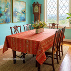 French Provencal tablecloth - Acrylic coated cotton, Spill - proof - 58" square - Lisa red | Le Cluny Tablecloth La Vie Bien French Provencal tablecloth - Acrylic coated cotton, Spill - proof - 58" square - Lisa red | Le Cluny