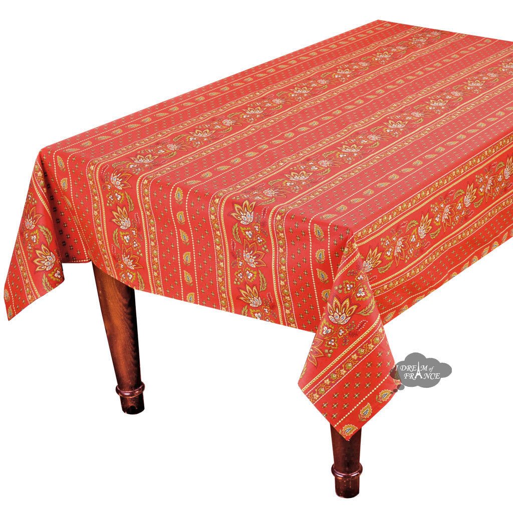 French Provencal tablecloth - Acrylic coated cotton, Spill - proof - 58" square - Lisa red | Le Cluny Tablecloth La Vie Bien French Provencal tablecloth - Acrylic coated cotton, Spill - proof - 58" square - Lisa red | Le Cluny
