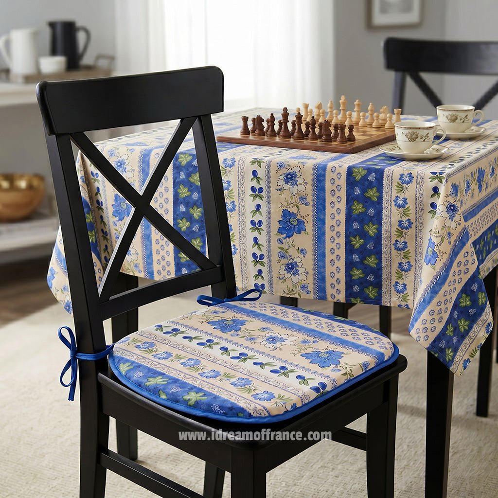 French Provencal tablecloth - Acrylic coated cotton, Spill - proof - 58" square - Monaco beige | Le Cluny Tablecloth La Vie Bien French Provencal tablecloth - Acrylic coated cotton, Spill - proof - 58" square - Monaco beige | Le Cluny