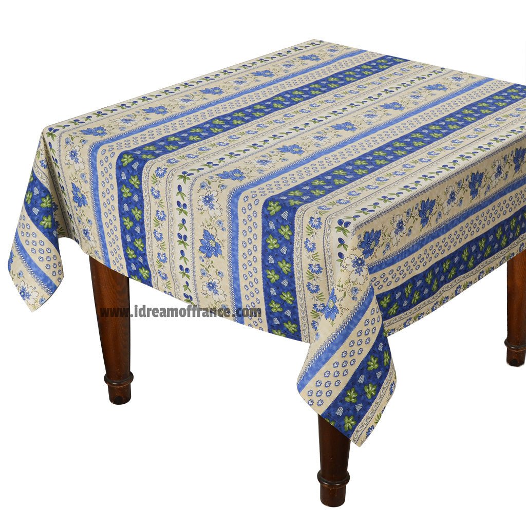 French Provencal tablecloth - Acrylic coated cotton, Spill - proof - 58" square - Monaco beige | Le Cluny Tablecloth La Vie Bien French Provencal tablecloth - Acrylic coated cotton, Spill - proof - 58" square - Monaco beige | Le Cluny