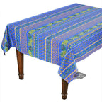 French Provencal tablecloth - Acrylic coated cotton, Spill - proof - 58" square - Olives blue | Le Cluny Tablecloth La Vie Bien French Provencal tablecloth - Acrylic coated cotton, Spill - proof - 58" square - Olives blue | Le Cluny