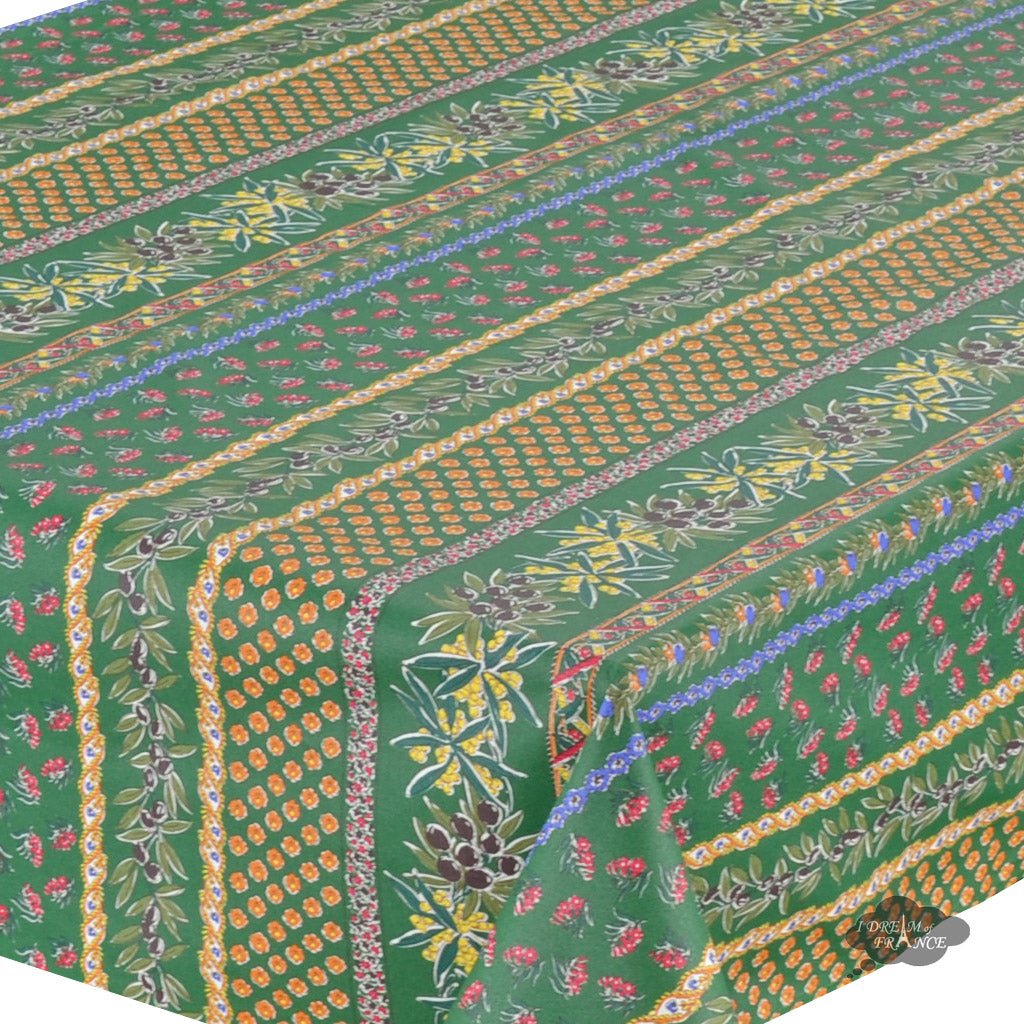 French Provencal tablecloth - Acrylic coated cotton, Spill - proof - 58" square - Olives green | Le Cluny Tablecloth La Vie Bien French Provencal tablecloth - Acrylic coated cotton, Spill - proof - 58" square - Olives green | Le Cluny
