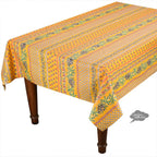 French Provencal tablecloth - Acrylic coated cotton, Spill - proof - 58" Square - Olives mustard yellow | Le Cluny Tablecloth La Vie Bien French Provencal tablecloth - Acrylic coated cotton, Spill - proof - 58" Square - Olives mustard yellow | Le Cluny