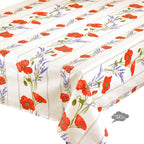 French Provencal tablecloth - Acrylic coated cotton, Spill - proof - 58" square - Poppies ivory | Tissus Toselli Tablecloth La Vie Bien French Provencal tablecloth - Acrylic coated cotton, Spill - proof - 58" square - Poppies ivory | Tissus Toselli