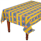 French Provencal tablecloth - Acrylic coated cotton, Spill - proof - 58" square - Sunflower blue & yellow | Le Cluny Tablecloth La Vie Bien French Provencal tablecloth - Acrylic coated cotton, Spill - proof - 58" square - Sunflower blue & yellow | Le Cluny