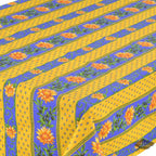 French Provencal tablecloth - Acrylic coated cotton, Spill - proof - 58" square - Sunflower blue & yellow | Le Cluny Tablecloth La Vie Bien French Provencal tablecloth - Acrylic coated cotton, Spill - proof - 58" square - Sunflower blue & yellow | Le Cluny