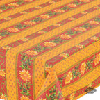 French Provencal tablecloth - Acrylic coated cotton, Spill - proof - 58" square - Sunflower red & yellow | Le Cluny Tablecloth La Vie Bien French Provencal tablecloth - Acrylic coated cotton, Spill - proof - 58" square - Sunflower red & yellow | Le Cluny