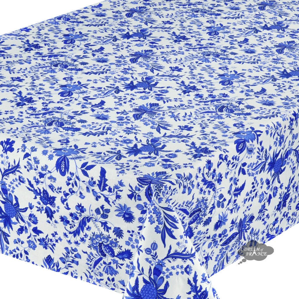 French Provencal tablecloth - Acrylic coated cotton, Spill-proof - 58" square - Versailles blue | Le Cluny Tablecloth La Vie Bien French Provencal tablecloth - Acrylic coated cotton, Spill-proof - 58" square - Versailles blue | Le Cluny