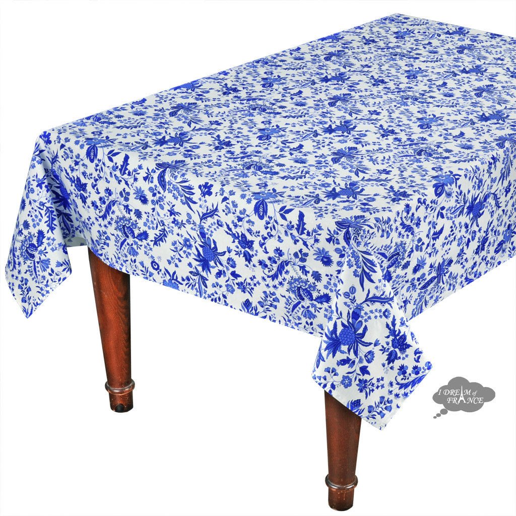 French Provencal tablecloth - Acrylic coated cotton, Spill-proof - 58" square - Versailles blue | Le Cluny Tablecloth La Vie Bien French Provencal tablecloth - Acrylic coated cotton, Spill-proof - 58" square - Versailles blue | Le Cluny