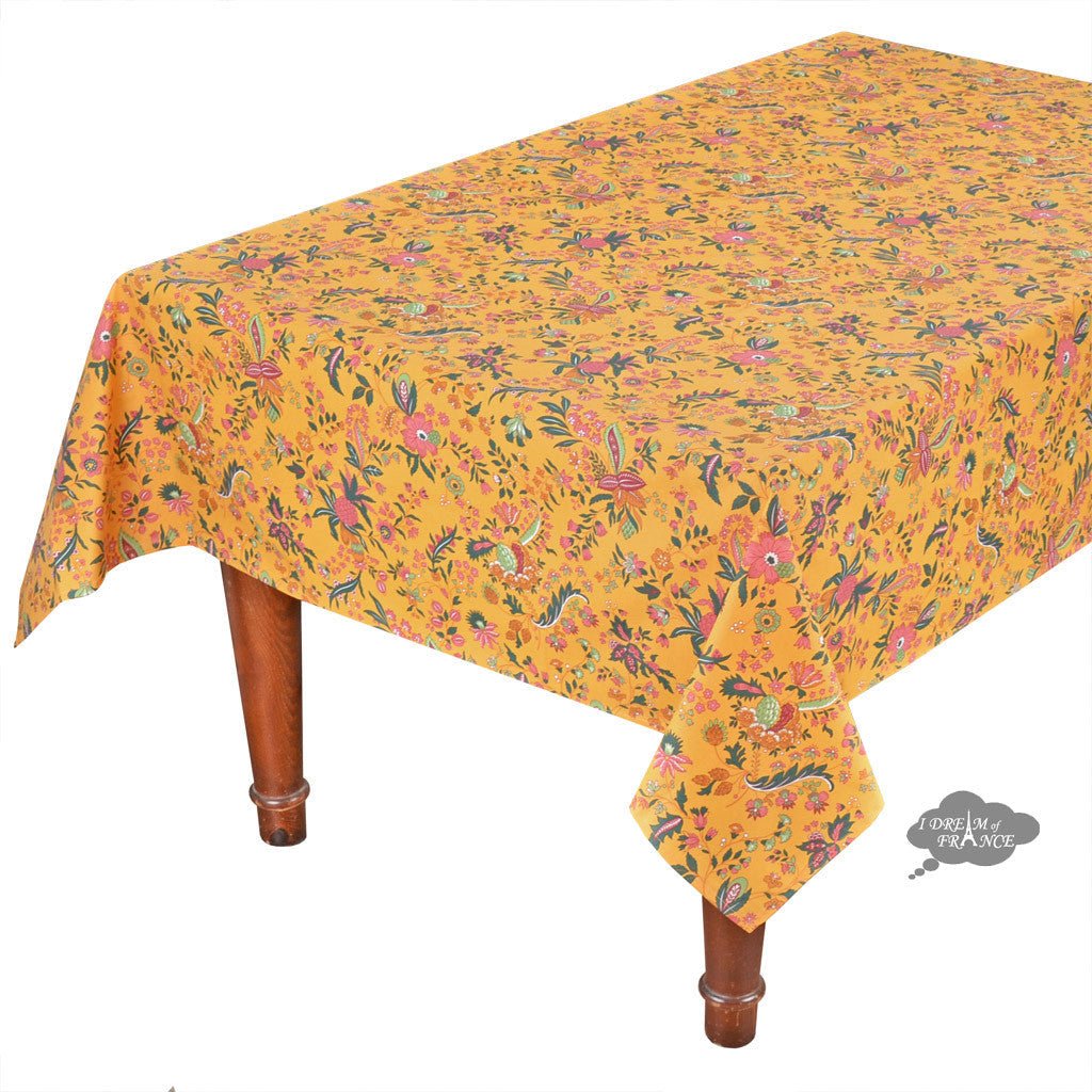 French Provencal tablecloth - Acrylic coated cotton, Spill - proof - 58" square - Versailles yellow | Le Cluny Tablecloth La Vie Bien French Provencal tablecloth - Acrylic coated cotton, Spill - proof - 58" square - Versailles yellow | Le Cluny