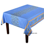 French Provencal tablecloth - Acrylic coated cotton, Spill - proof - 60" square - Clos des Oliviers blue | Label France Tablecloth La Vie Bien French Provencal tablecloth - Acrylic coated cotton, Spill - proof - 60" square - Clos des Oliviers blue | Label France