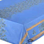 French Provencal tablecloth - Acrylic coated cotton, Spill - proof - 60" square - Clos des Oliviers blue | Label France Tablecloth La Vie Bien French Provencal tablecloth - Acrylic coated cotton, Spill - proof - 60" square - Clos des Oliviers blue | Label France