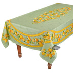 French Provencal tablecloth - Acrylic coated cotton, Spill - proof - 60x96" Rectangular - Lemons green | Tissus Toselli Tablecloth La Vie Bien French Provencal tablecloth - Acrylic coated cotton, Spill - proof - 60x96" Rectangular - Lemons green | Tissus Toselli