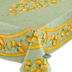 French Provencal tablecloth - Acrylic coated cotton, Spill - proof - 60x96" Rectangular - Lemons green | Tissus Toselli Tablecloth La Vie Bien French Provencal tablecloth - Acrylic coated cotton, Spill - proof - 60x96" Rectangular - Lemons green | Tissus Toselli