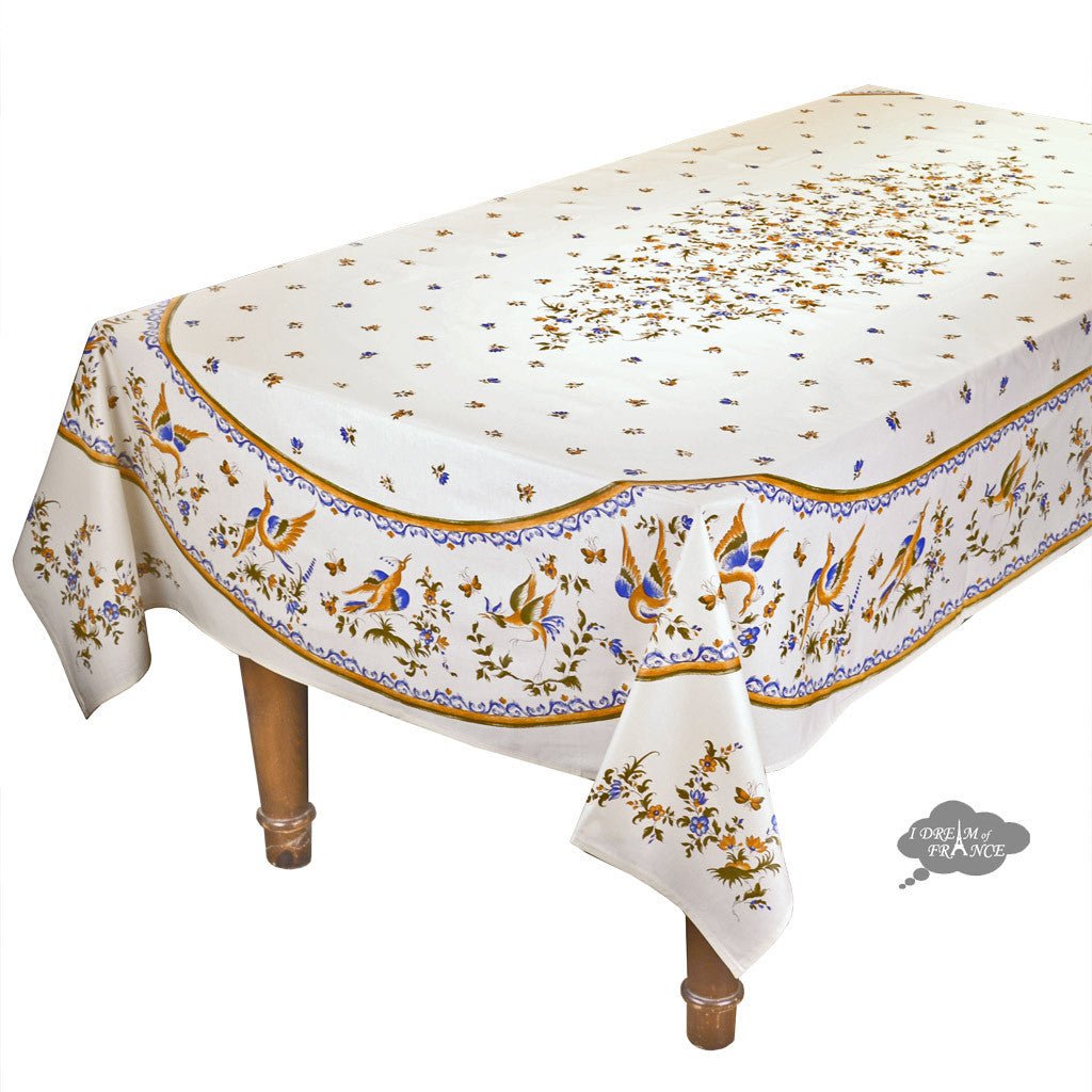 French Provencal tablecloth - Acrylic coated cotton, Spill - proof - 60x96" Rectangular - Moustiers blue | Tissus Toselli Tablecloth La Vie Bien French Provencal tablecloth - Acrylic coated cotton, Spill - proof - 60x96" Rectangular - Moustiers blue | Tissus Toselli