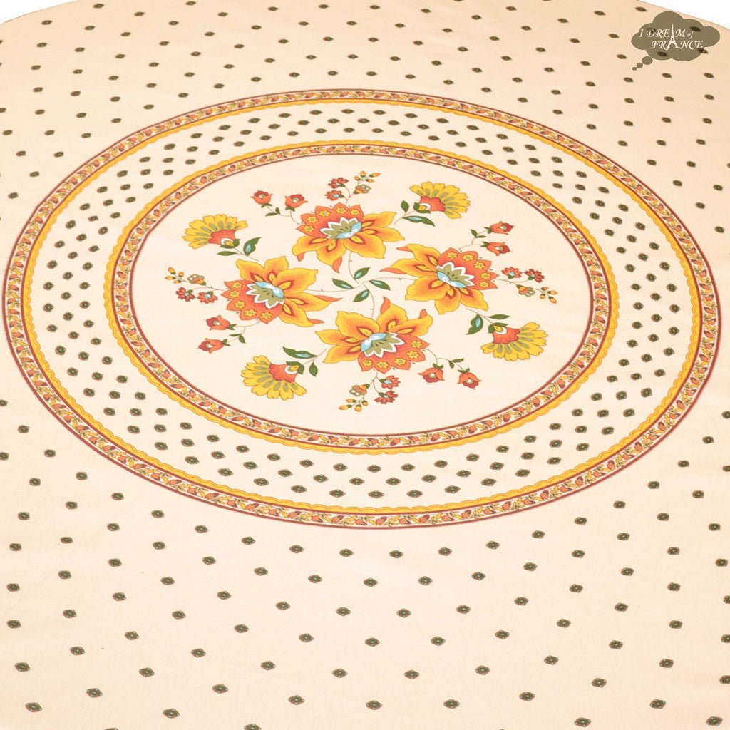 French Provencal tablecloth - Acrylic coated cotton, Spill - proof - 68" Round - Fayence red & cream | Le Cluny Tablecloth La Vie Bien French Provencal tablecloth - Acrylic coated cotton, Spill - proof - 68" Round - Fayence red & cream | Le Cluny