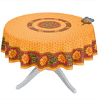 French Provencal tablecloth - Acrylic coated cotton, Spill - proof - 68" Round - Sunflower red | Le Cluny Tablecloth La Vie Bien French Provencal tablecloth - Acrylic coated cotton, Spill - proof - 68" Round - Sunflower red | Le Cluny