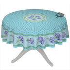French Provencal tablecloth - Acrylic coated cotton, Spill - proof - 70" Round - Lavender blue | Le Cluny Tablecloth La Vie Bien French Provencal tablecloth - Acrylic coated cotton, Spill - proof - 70" Round - Lavender blue | Le Cluny