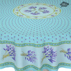 French Provencal tablecloth - Acrylic coated cotton, Spill - proof - 70" Round - Lavender blue | Le Cluny Tablecloth La Vie Bien French Provencal tablecloth - Acrylic coated cotton, Spill - proof - 70" Round - Lavender blue | Le Cluny