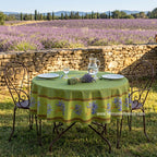 French Provencal tablecloth - Acrylic coated cotton, Spill-proof - 70" Round - Lavender green | Le Cluny Tablecloth La Vie Bien French Provencal tablecloth - Acrylic coated cotton, Spill-proof - 70" Round - Lavender green | Le Cluny