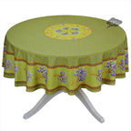 French Provencal tablecloth - Acrylic coated cotton, Spill - proof - 70" Round - Lavender green | Le Cluny Tablecloth La Vie Bien French Provencal tablecloth - Acrylic coated cotton, Spill - proof - 70" Round - Lavender green | Le Cluny