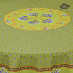 French Provencal tablecloth - Acrylic coated cotton, Spill - proof - 70" Round - Lavender green | Le Cluny Tablecloth La Vie Bien French Provencal tablecloth - Acrylic coated cotton, Spill - proof - 70" Round - Lavender green | Le Cluny