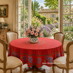 French Provencal tablecloth - Acrylic coated cotton, Spill-proof - 70" Round - Lavender red | Le Cluny Tablecloth La Vie Bien French Provencal tablecloth - Acrylic coated cotton, Spill-proof - 70" Round - Lavender red | Le Cluny