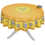 French Provencal tablecloth - Acrylic coated cotton, Spill - proof - 70" Round - Lavender yellow | Le Cluny Tablecloth La Vie Bien French Provencal tablecloth - Acrylic coated cotton, Spill - proof - 70" Round - Lavender yellow | Le Cluny