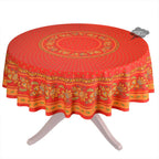 French Provencal tablecloth - Acrylic coated cotton, Spill - proof - 70" Round - Lisa red | Le Cluny Tablecloth La Vie Bien French Provencal tablecloth - Acrylic coated cotton, Spill - proof - 70" Round - Lisa red | Le Cluny