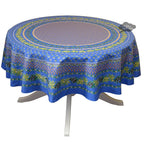 French Provencal tablecloth - Acrylic coated cotton, Spill-proof - 70" Round - Olives blue | Le Cluny Tablecloth La Vie Bien French Provencal tablecloth - Acrylic coated cotton, Spill-proof - 70" Round - Olives blue | Le Cluny