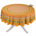 French Provencal tablecloth - Acrylic coated cotton, Spill - proof - 70" Round - Olives mustard yellow | Le Cluny Tablecloth La Vie Bien French Provencal tablecloth - Acrylic coated cotton, Spill - proof - 70" Round - Olives mustard yellow | Le Cluny